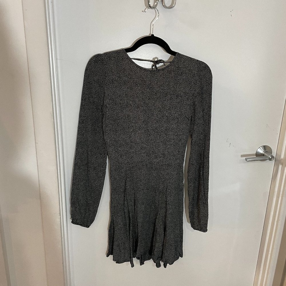 Reformation Open Back Long Sleeve Polka Dot Dress - XS